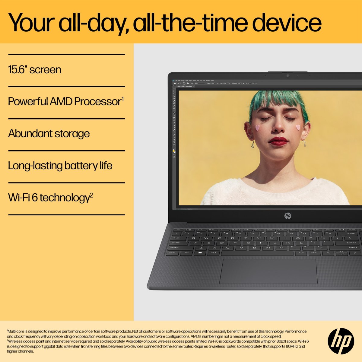 HP Laptop 15-fc0045na 15.6-inch FHD Ryzen 3 7320U 8GB 256GB SSD Windows 11 Home Jet Black - Image 8