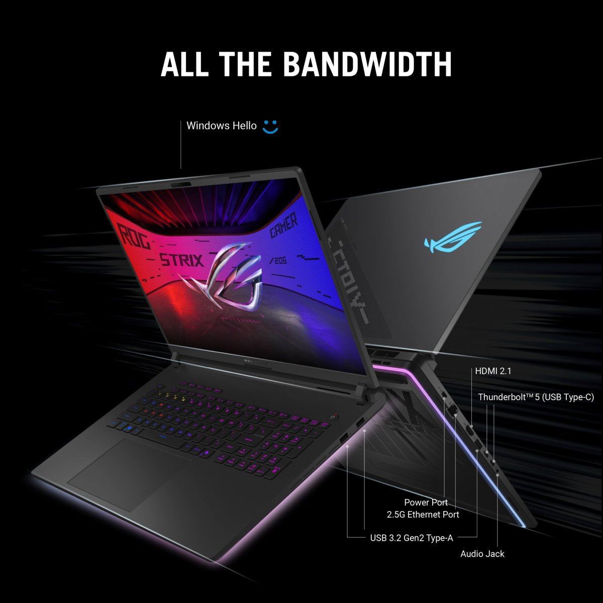 ASUS ROG Strix SCAR 18 G835LX-SA009W Intel Core Ultra 9 275HX Laptop 45.7 cm (18") WQXGA 64 GB DDR5-SDRAM 2 TB SSD NVIDIA GeForce RTX 5090 Wi-Fi 7 (802.11be) Windows 11 Home Black - Image 10