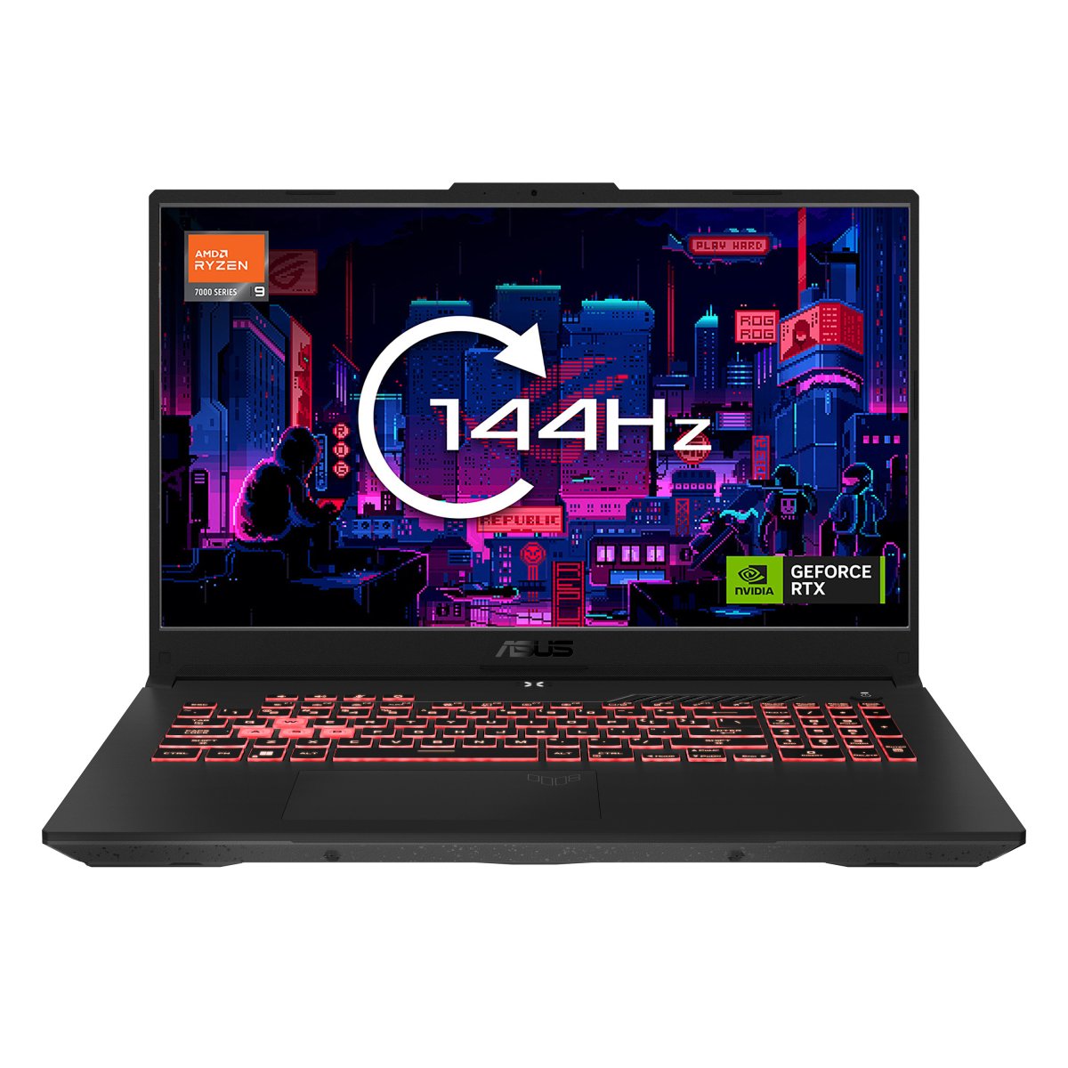 ASUS TUF Gaming A17 FA707XI-HX021W AMD Ryzen™ 9 7940HS Laptop 43.9 cm (17.3") Full HD 16 GB DDR5-SDRAM 512 GB SSD NVIDIA GeForce RTX 4070 Wi-Fi 6 (802.11ax) Windows 11 Home Black, Grey