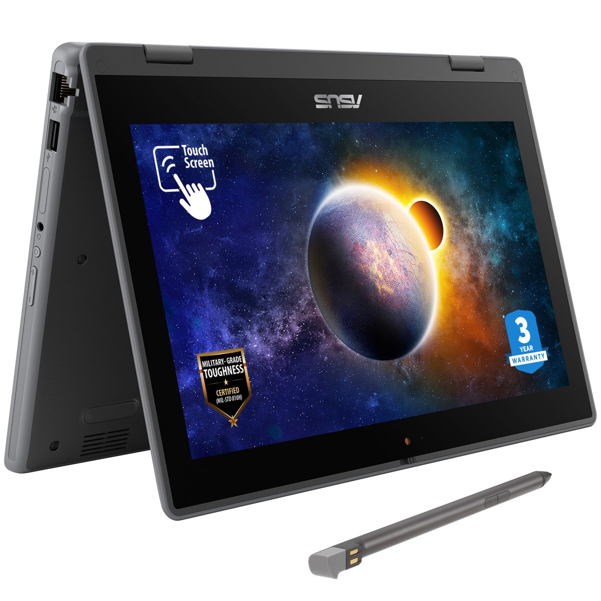 ASUS BR1100F-C41XA-3Y Intel® Celeron® N N4500 Hybrid (2-in-1) 29.5 cm (11.6") Touchscreen HD 4 GB DDR4-SDRAM 128 GB eMMC Wi-Fi 6 (802.11ax) Windows 11 Pro Education Grey - Image 2