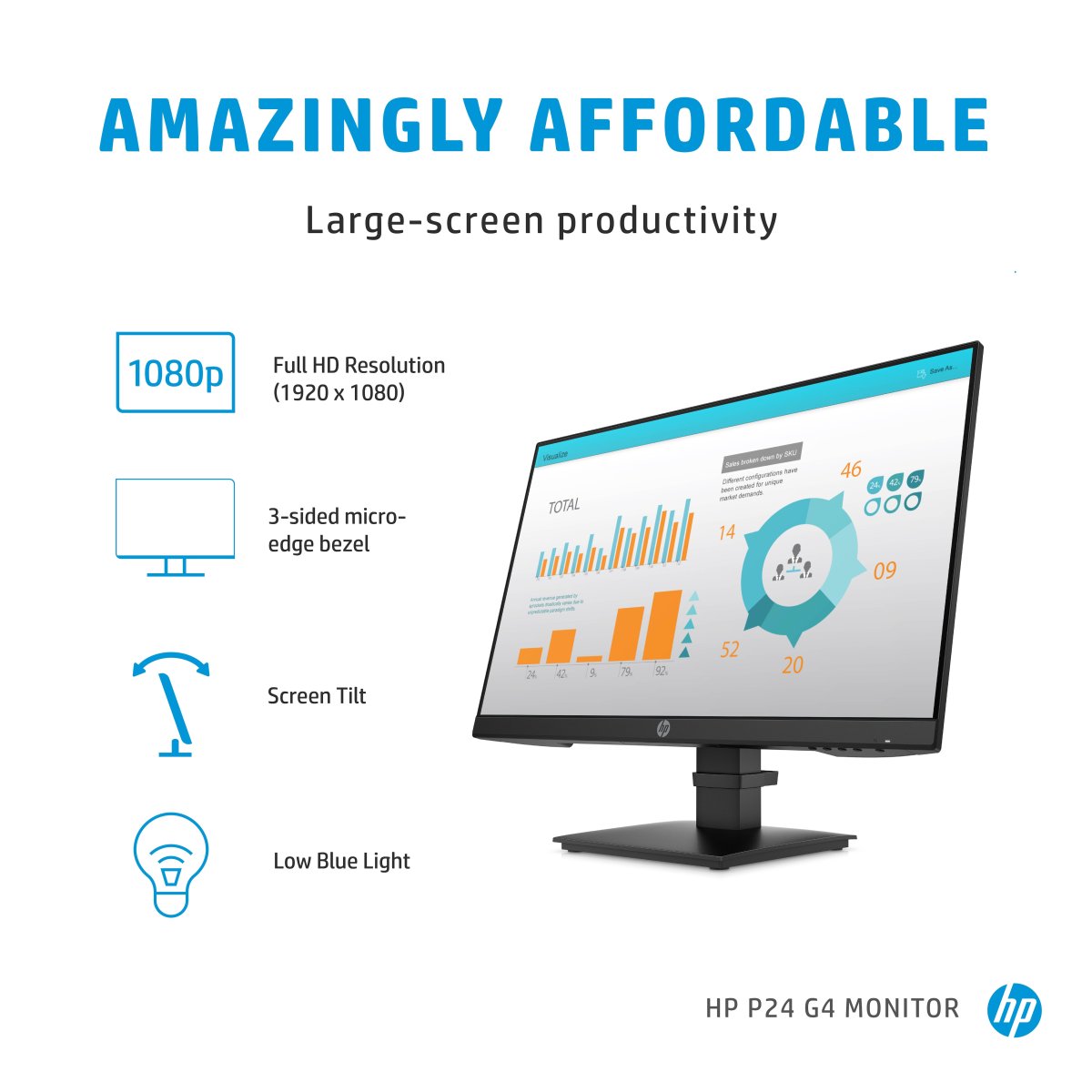 HP P-Series P24 G4 computer monitor 60.5 cm (23.8") 1920 x 1080 pixels Full HD - Image 7