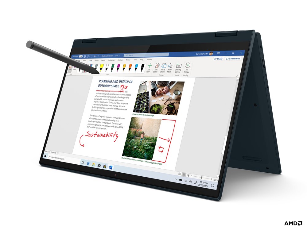 Lenovo IdeaPad Flex 5 14ALC05 AMD Ryzen™ 5 5500U Hybrid (2-in-1) 35.6 cm (14") Touchscreen Full HD 8 GB DDR4-SDRAM 256 GB SSD Wi-Fi 5 (802.11ac) Windows 10 Home in S mode UK English Blue