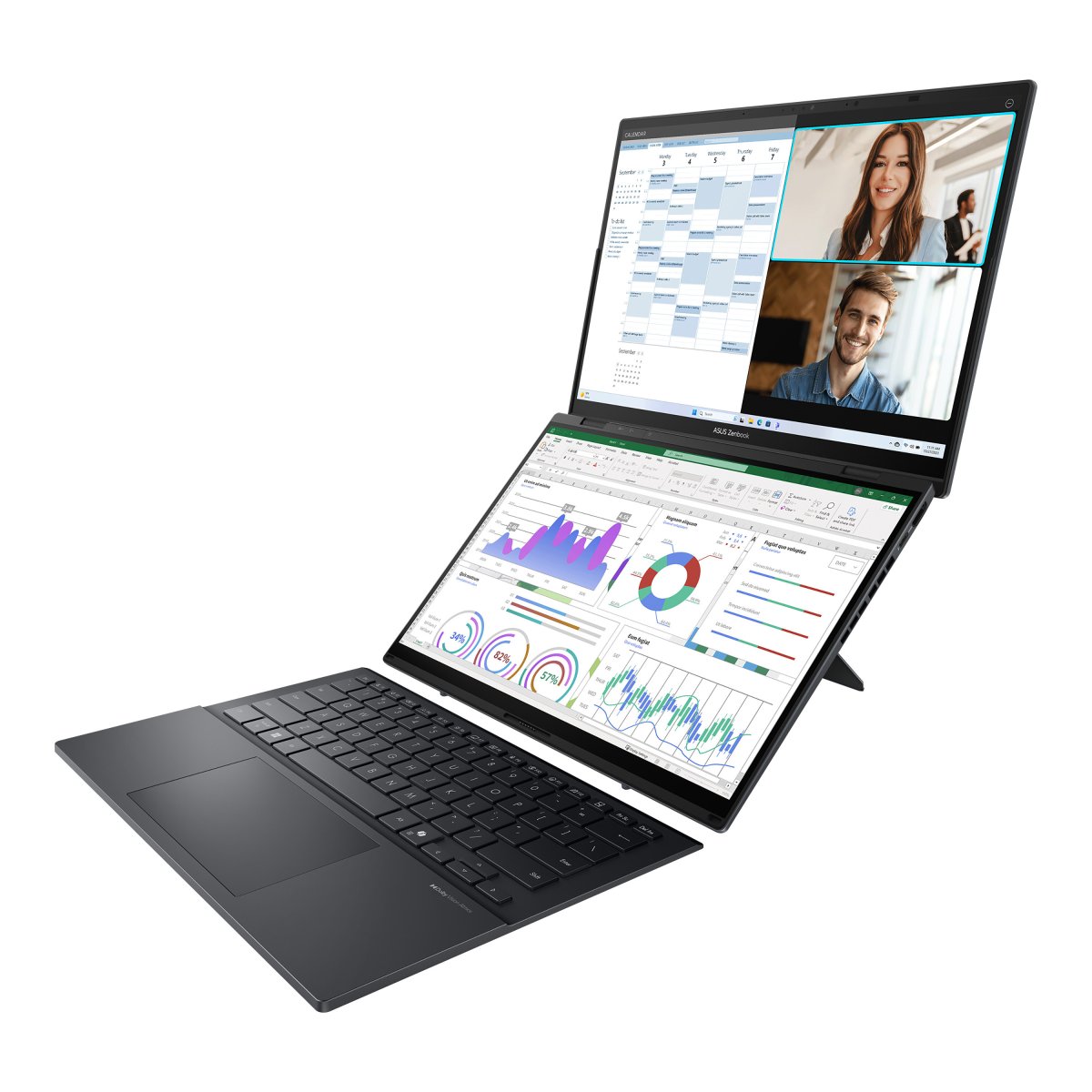 ASUS Zenbook Duo UX8406CA-PZ134W Intel Core Ultra 9 285H Hybrid (2-in-1) 35.6 cm (14") Touchscreen 3K 32 GB LPDDR5x-SDRAM 2 TB SSD Wi-Fi 7 (802.11be) Windows 11 Home Grey - Image 5